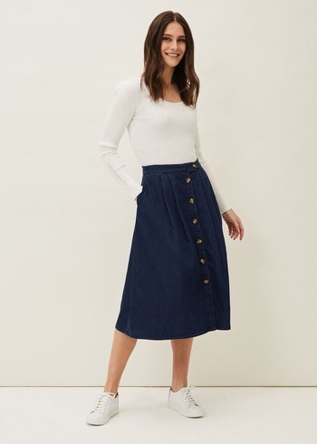 Phase Eight Lusia A- Line Denim Skirts Indigo Canada | XPOLGA-120